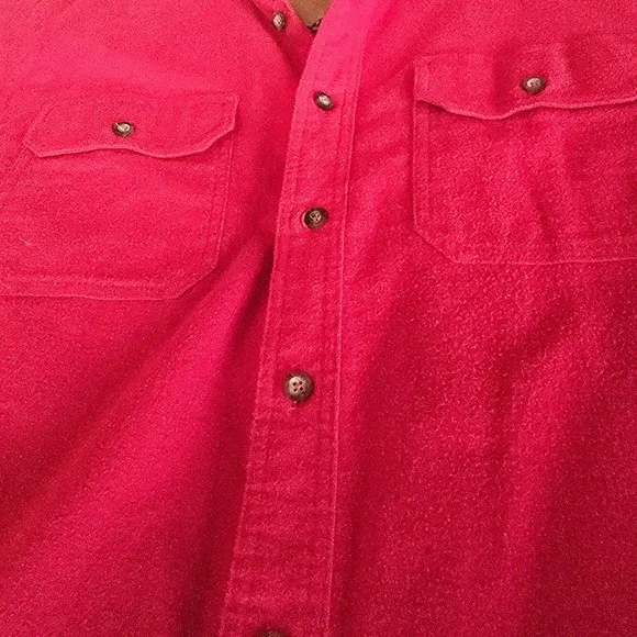 Levis Mens Medium Red Cotton Flannel Button Up Shirt Long Sleeve Workwear M - Picture 12 of 16